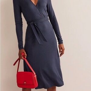 Boden Navy Long Sleeve Wrap Dress